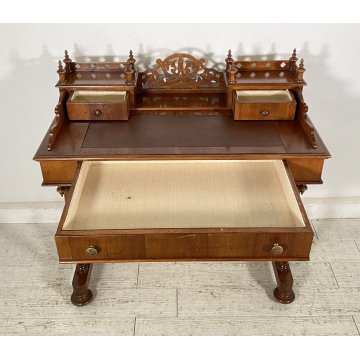 SCRIVANIA LUIGI FILIPPO PRIMI 1900 RETTANGOLARE LEGNO NOCE SCRITTOIO 3 CASSETTI