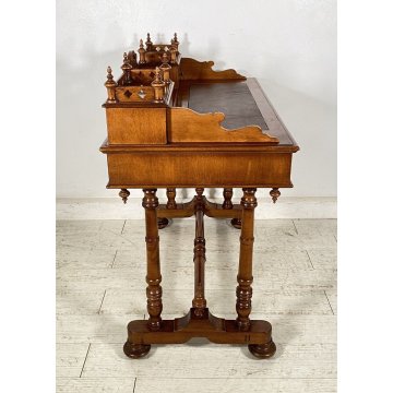 SCRIVANIA LUIGI FILIPPO PRIMI 1900 RETTANGOLARE LEGNO NOCE SCRITTOIO 3 CASSETTI