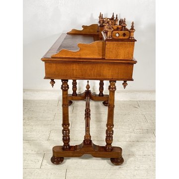 SCRIVANIA LUIGI FILIPPO PRIMI 1900 RETTANGOLARE LEGNO NOCE SCRITTOIO 3 CASSETTI