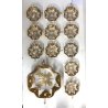 VINTAGE SET DESSERT MACEDONIA 12 Pz CIOTOLE COPPETTE VETRO SOFFIATO ORO ZECCHINO