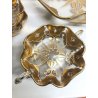 VINTAGE SET DESSERT MACEDONIA 12 Pz CIOTOLE COPPETTE VETRO SOFFIATO ORO ZECCHINO