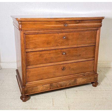 ANTICO COMO CASSETTONE 1800 CAPPUCCINO 4 CASSETTI LEGNO NOCE EPOCA GAMBA CIPOLLA