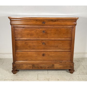 ANTICO COMO CASSETTONE 1800 CAPPUCCINO 4 CASSETTI LEGNO NOCE EPOCA GAMBA CIPOLLA