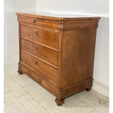 ANTICO COMO CASSETTONE 1800 CAPPUCCINO 4 CASSETTI LEGNO NOCE EPOCA GAMBA CIPOLLA