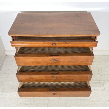 ANTICO COMO CASSETTONE 1800 CAPPUCCINO 4 CASSETTI LEGNO NOCE EPOCA GAMBA CIPOLLA
