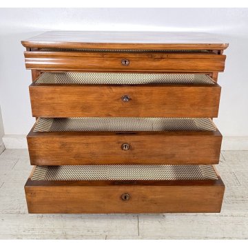 ANTICO COMO CASSETTONE 1800 CAPPUCCINO 4 CASSETTI LEGNO NOCE EPOCA GAMBA CIPOLLA