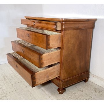 ANTICO COMO CASSETTONE 1800 CAPPUCCINO 4 CASSETTI LEGNO NOCE EPOCA GAMBA CIPOLLA