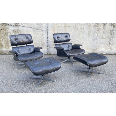 COPPIA POLTRONA CHARLES EAMES LOUNGE OTTOMAN MOD670 671/B HERMAN MILLER 60/70s
