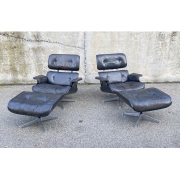 COPPIA POLTRONA CHARLES EAMES LOUNGE OTTOMAN MOD670 671/B HERMAN MILLER 60/70s