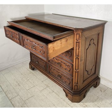 ANTICO GROSSO COMO CANTERANO 1600 LEGNO NOCE ABETE MASSELLO SECRETAIRE EPOCA OLD