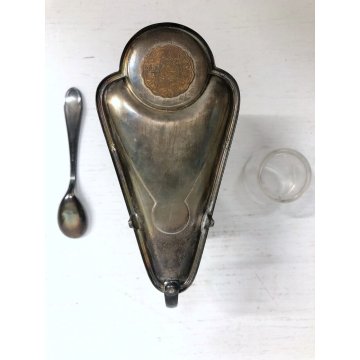 PICCOLO SET VASSOIO PORTAUOVO WMF CUCCHIAINO BICCHIERE VETRO ART NOUVEAU Germany