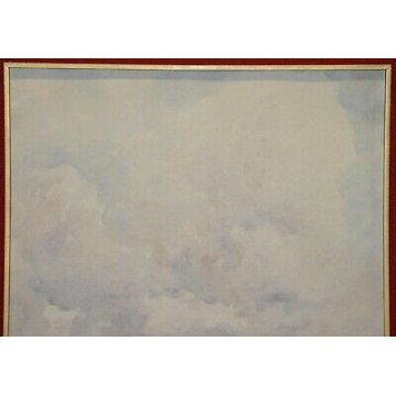 ANTICO QUADRO DIPINTO Gino Scalatelli EPOCA 800 acquerello PAESAGGIO BUE CARRO