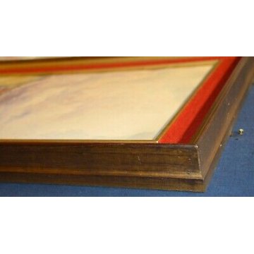 ANTICO QUADRO DIPINTO Gino Scalatelli EPOCA 800 acquerello PAESAGGIO BUE CARRO