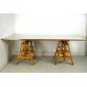 TAVOLO "LEONARDO" DESIGN Achille Castiglioni Zanotta LEGNO NATURALE PIANO BIANCO