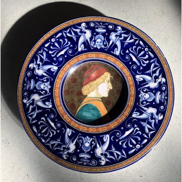 PIATTO PARATA CERAMICA CCIM Faenza DECORO PROFILO RITRATTO RINASCIMENTALE '900