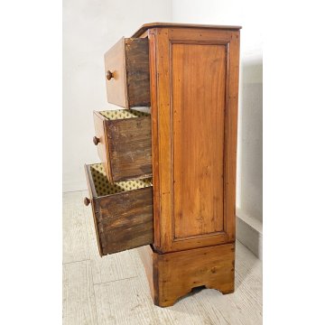 ANTICO COMODINO PIEMONTESE INTARISATO LEGNO NOCE MASSELLO 1800 CAMERA LETTO OLD
