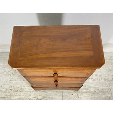 ANTICO COMODINO PIEMONTESE INTARISATO LEGNO NOCE MASSELLO 1800 CAMERA LETTO OLD