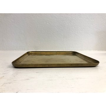 PICCOLO VASSOIO OTTONE MIDCENTURY MODERN QUADRATO 19x19cm HANDARBEIT GERMANY '50