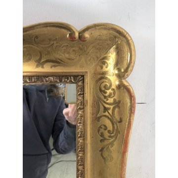 Vassoio Ovale A Specchio Stile Francese Con Cornice Floreale - Blu E Oro - 24,9 X 37,1 Cm