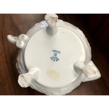 SET TEIERA TAZZINA COPERCHIO PIATTINO PORCELLANA BIANCA GINORI CAPODIMONTE XXsec