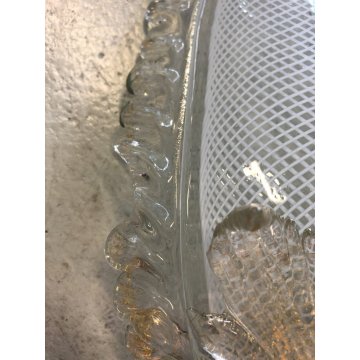 COPPIA APPLIQUE FOGLIA VETRO Murano FILIGRANA AVVENTURINA ATTR. Barovier DIFETTI