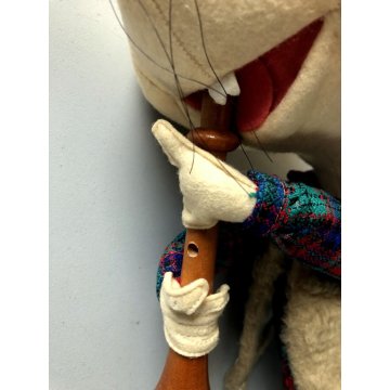 Topo Gigio BAMBOLA FELTRO PANNO Lenci MARIA PEREGO PASTORELLO FLAUTO 40 cm/h CA