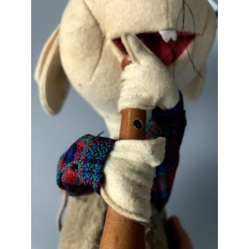 Topo Gigio BAMBOLA FELTRO PANNO Lenci MARIA PEREGO PASTORELLO FLAUTO 40 cm/h CA