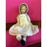ANTICA BAMBOLA LENCI OLD FELT DOLL VESTITO ORGANZA FIORI ROSA ANNI '30