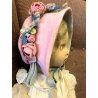 ANTICA BAMBOLA LENCI OLD FELT DOLL VESTITO ORGANZA FIORI ROSA ANNI '30