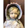 ANTICA BAMBOLA LENCI OLD FELT DOLL VESTITO ORGANZA FIORI ROSA ANNI '30