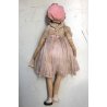 ANTICA BAMBOLA LENCI OLD FELT DOLL VESTITO ORGANZA FIORI ROSA ANNI '30