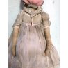 ANTICA BAMBOLA LENCI OLD FELT DOLL VESTITO ORGANZA FIORI ROSA ANNI '30