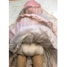 ANTICA BAMBOLA LENCI OLD FELT DOLL VESTITO ORGANZA FIORI ROSA ANNI '30