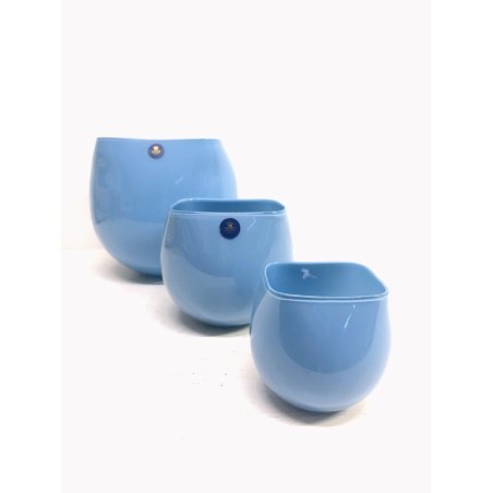 TRITTICO VASI DESIGN DANESE Peter Svarrer ROYAL COPENHAGEN CRISTALLO CELESTE 90s