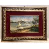 ANTICO QUADRO DIPINTO OLIO PAESAGGIO VEDUTA LAGO MAGGIORE Isola Pescatori '900