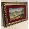 ANTICO QUADRO DIPINTO OLIO PAESAGGIO VEDUTA LAGO MAGGIORE Isola Pescatori '900