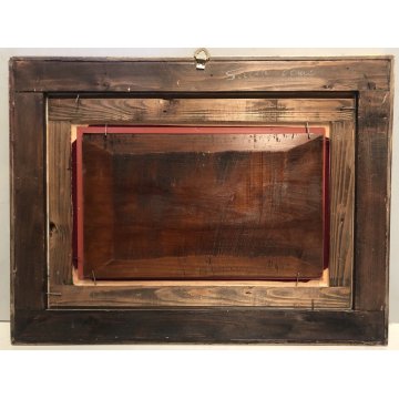 ANTICO QUADRO DIPINTO OLIO PAESAGGIO VEDUTA LAGO MAGGIORE Isola Pescatori '900