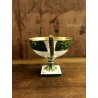 ANTICA TAZZA TEA Limoges AF FRANCE COPPA PIEDESTALLO ORO VERDE STILE IMPERO 1918