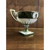 ANTICA TAZZA TEA Limoges AF FRANCE COPPA PIEDESTALLO ORO VERDE STILE IMPERO 1918