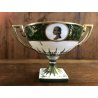 ANTICA TAZZA TEA Limoges AF FRANCE COPPA PIEDESTALLO ORO VERDE STILE IMPERO 1918