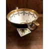 ANTICA TAZZA TEA Limoges AF FRANCE COPPA PIEDESTALLO ORO VERDE STILE IMPERO 1918