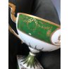 ANTICA TAZZA TEA Limoges AF FRANCE COPPA PIEDESTALLO ORO VERDE STILE IMPERO 1918