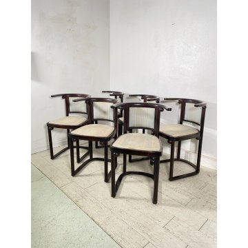 LOTTO 6 SEDIA JOSEF HOFFMANN PER WITTMANN ANNI 60/70 LEGNO STOFFA VINTAGE DESIGN