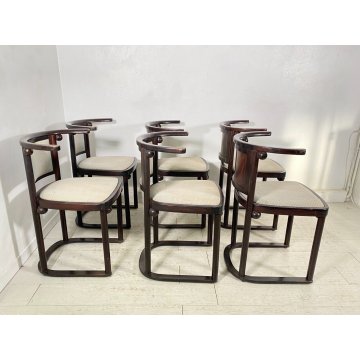 LOTTO 6 SEDIA JOSEF HOFFMANN PER WITTMANN ANNI 60/70 LEGNO STOFFA VINTAGE DESIGN