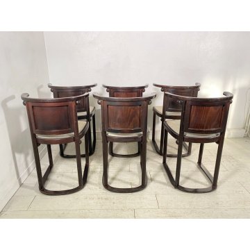 LOTTO 6 SEDIA JOSEF HOFFMANN PER WITTMANN ANNI 60/70 LEGNO STOFFA VINTAGE DESIGN