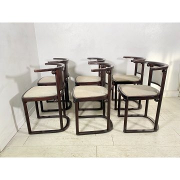 LOTTO 6 SEDIA JOSEF HOFFMANN PER WITTMANN ANNI 60/70 LEGNO STOFFA VINTAGE DESIGN