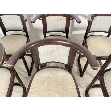 LOTTO 6 SEDIA JOSEF HOFFMANN PER WITTMANN ANNI 60/70 LEGNO STOFFA VINTAGE DESIGN