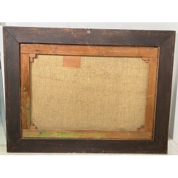 ANTICO QUADRO OLIO TELA GIUSEPPE PESSINA LAGO MAGGIORE ANNI 40/50 CORNICE ORO