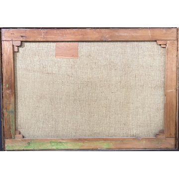 ANTICO QUADRO OLIO TELA GIUSEPPE PESSINA LAGO MAGGIORE ANNI 40/50 CORNICE ORO