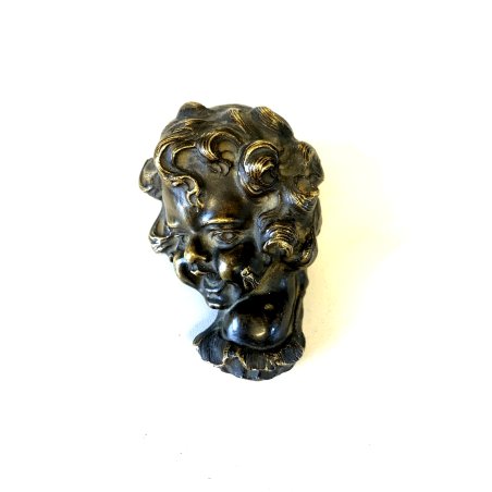 PICCOLA SCULTURA BRONZO PATINA VOLTO BIMBO MOSCA APE ATTR. A. Moreau FERMACARTE